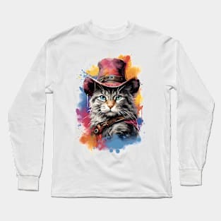 Cowboy Cat - Cat Dressed as a Cowboy Long Sleeve T-Shirt